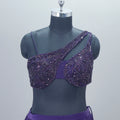 Purple Designer Lehenga Choli with One Shoulder Blouse Dupatta