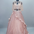 Designer Rose Gold Lehenga Choli Blouse and Sheer Cape Party Wear