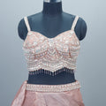 Designer Rose Gold Lehenga Choli Blouse and Sheer Cape Party Wear