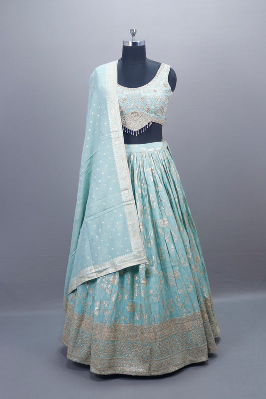 Pastel Blue Lehenga Choli with Dupatta Designer Party Wear 