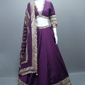 Designer Purple Silk Lehenga Choli Border and Dupatta
