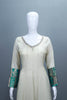 Elegant Off White Silk Anarkali Suit Teal Banarasi Dupatta Neckline