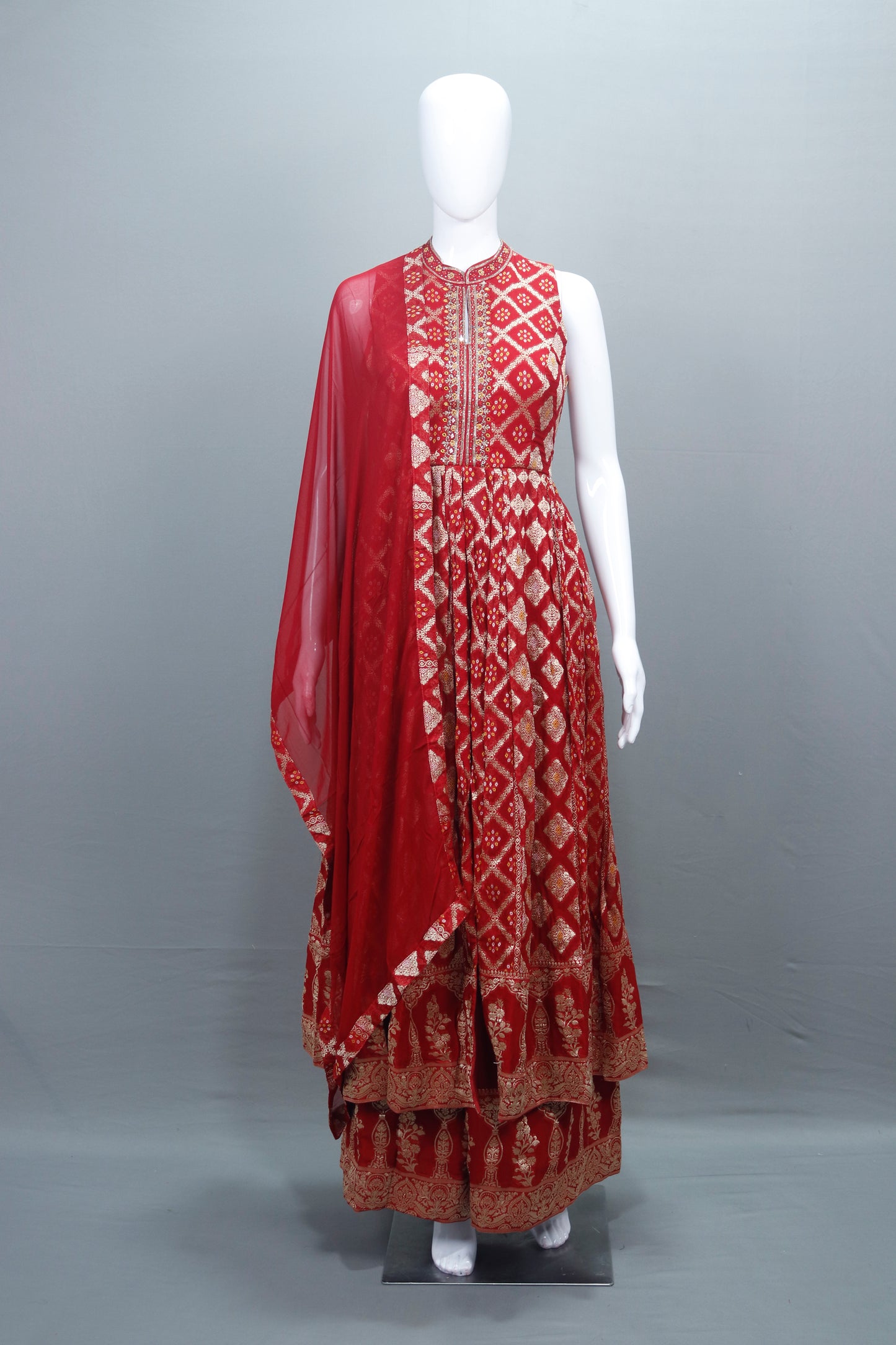 Designer Red Anarkali Suit Dupatta Festive Wear