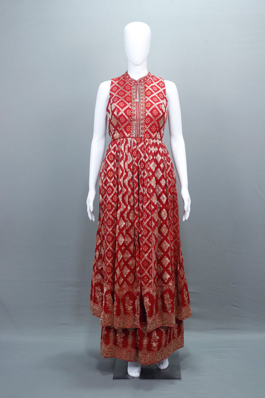 Designer Red Anarkali Suit Dupatta Festive Wear