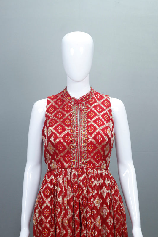 Designer Red Anarkali Suit Dupatta Festive Wear
