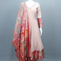 Elegant Beige Silk Anarkali Suit Banarasi Dupatta Detailing