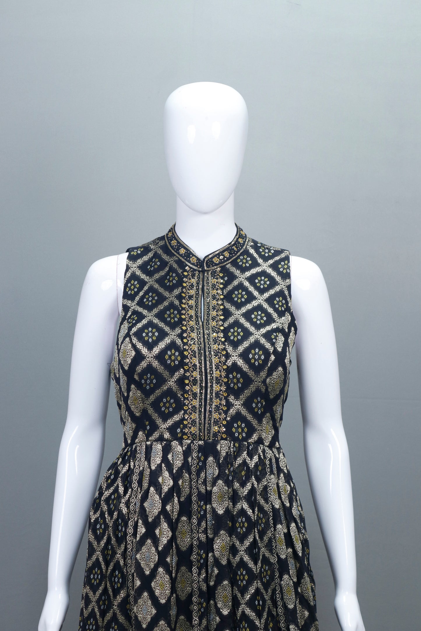 Elegant Black Anarkali Suit Golden Dupatta Party Wear