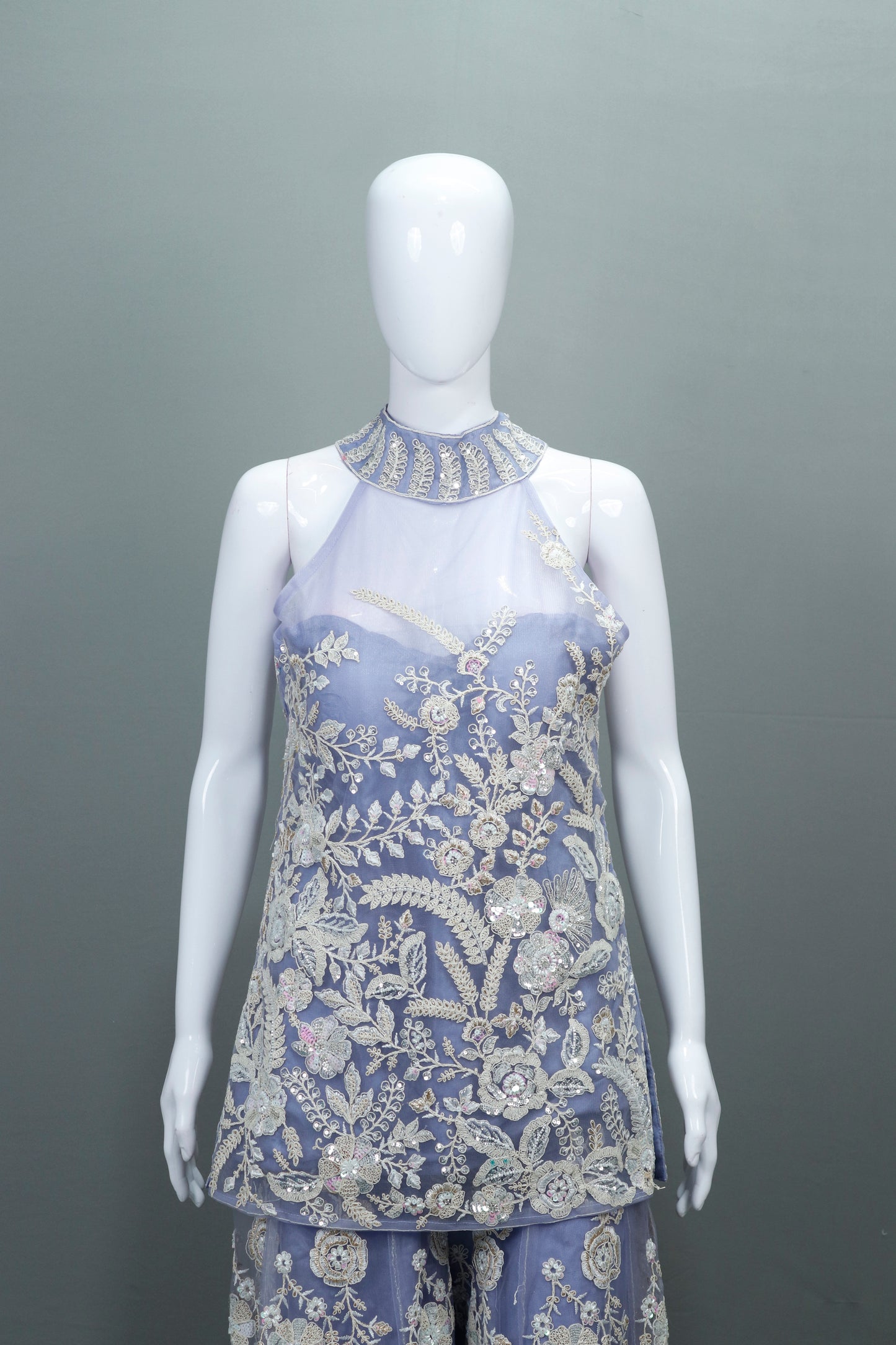 Designer Lavender Sharara Suit with Net Dupatta