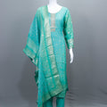 Elegant Green Straight Suit with Banarasi Dupatta Neckline Party Wear