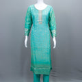 Elegant Green Straight Suit with Banarasi Dupatta Neckline Party Wear