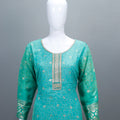 Elegant Green Straight Suit with Banarasi Dupatta Neckline Party Wear