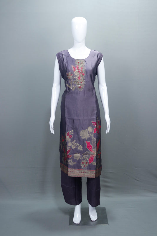 Grey Silk Salwar Suit with Dupatta Elegant Party Wear