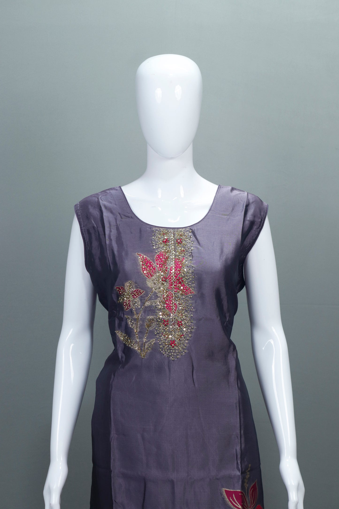 Grey Silk Salwar Suit with Dupatta Elegant Party Wear