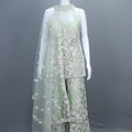 Pastel Green Net Sharara Suit with Dupatta Designer Party Wear