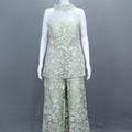 Pastel Green Net Sharara Suit with Dupatta Designer Party Wear