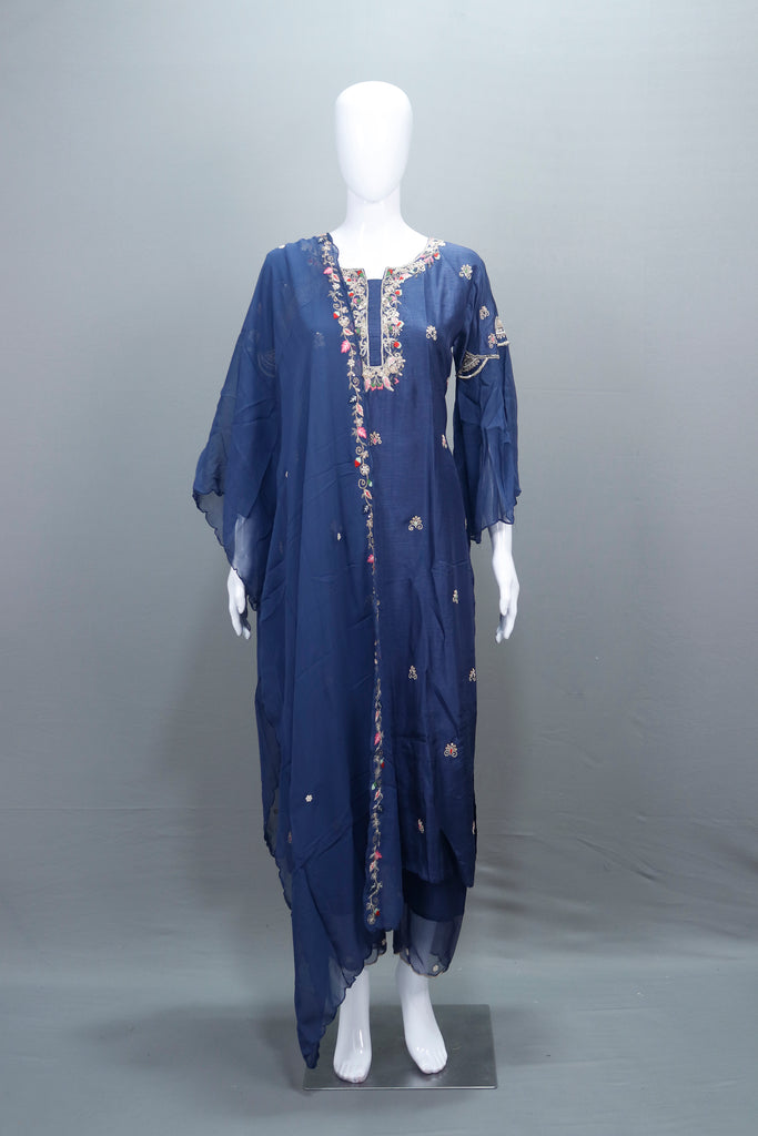 Navy Blue Georgette Kaftan Style Suit Party Wear