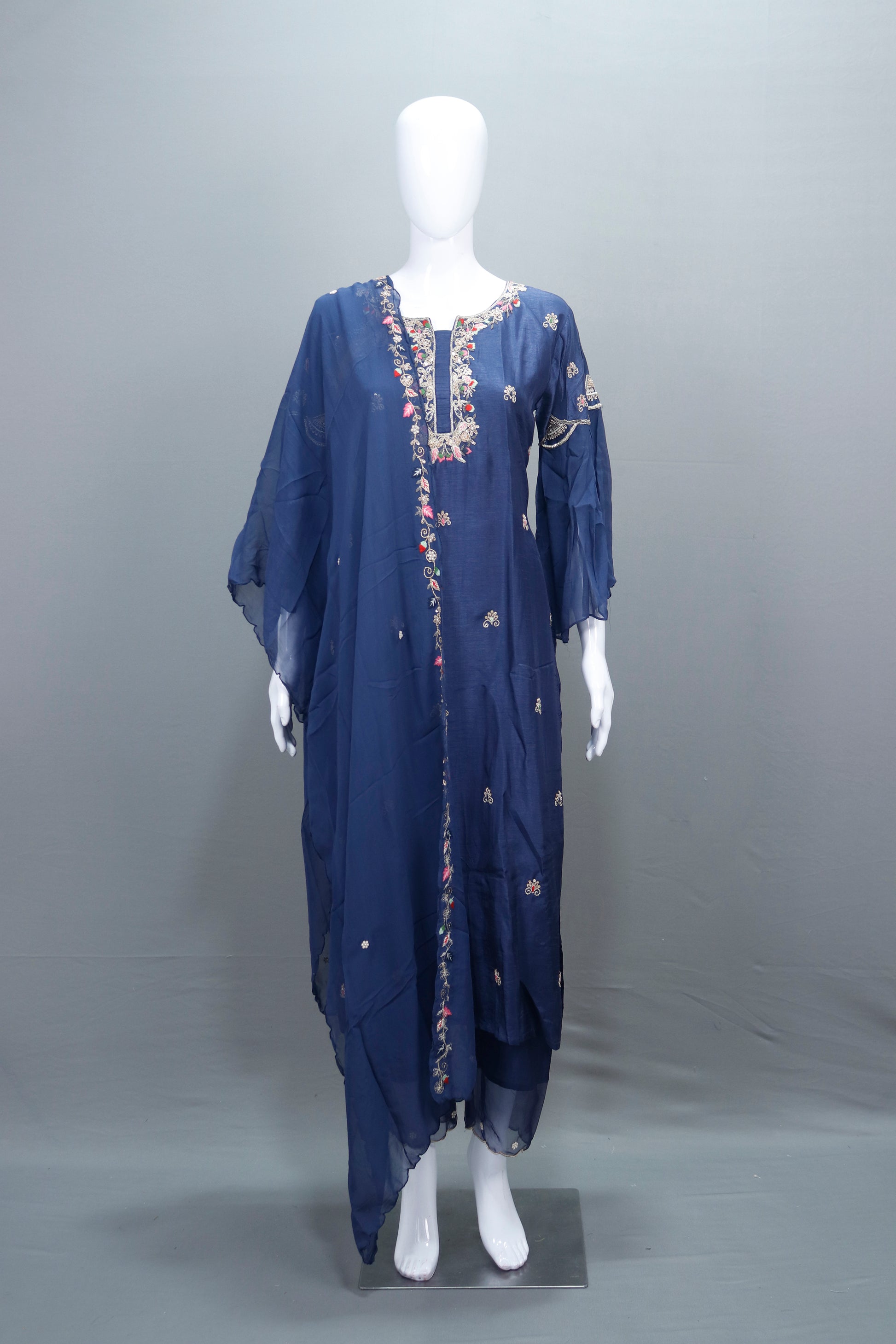 Navy Blue Georgette Kaftan Style Suit Party Wear