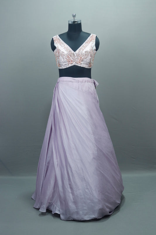 Onion Ruffle Lehenga Blouse Designer Party Cocktail Wear Ensemble
