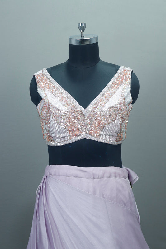 Onion Ruffle Lehenga Blouse Designer Party Cocktail Wear Ensemble