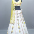Yellow White Lehenga Choli with Dupatta Designer Party Wear