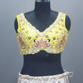 Yellow White Lehenga Choli with Dupatta Designer Party Wear
