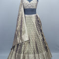 Olive Green Banarasi Silk Lehenga Choli Blouse Dupatta