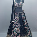 Navy Blue Lehenga Choli with Dupatta Designer