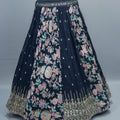 Navy Blue Lehenga Choli with Dupatta Designer