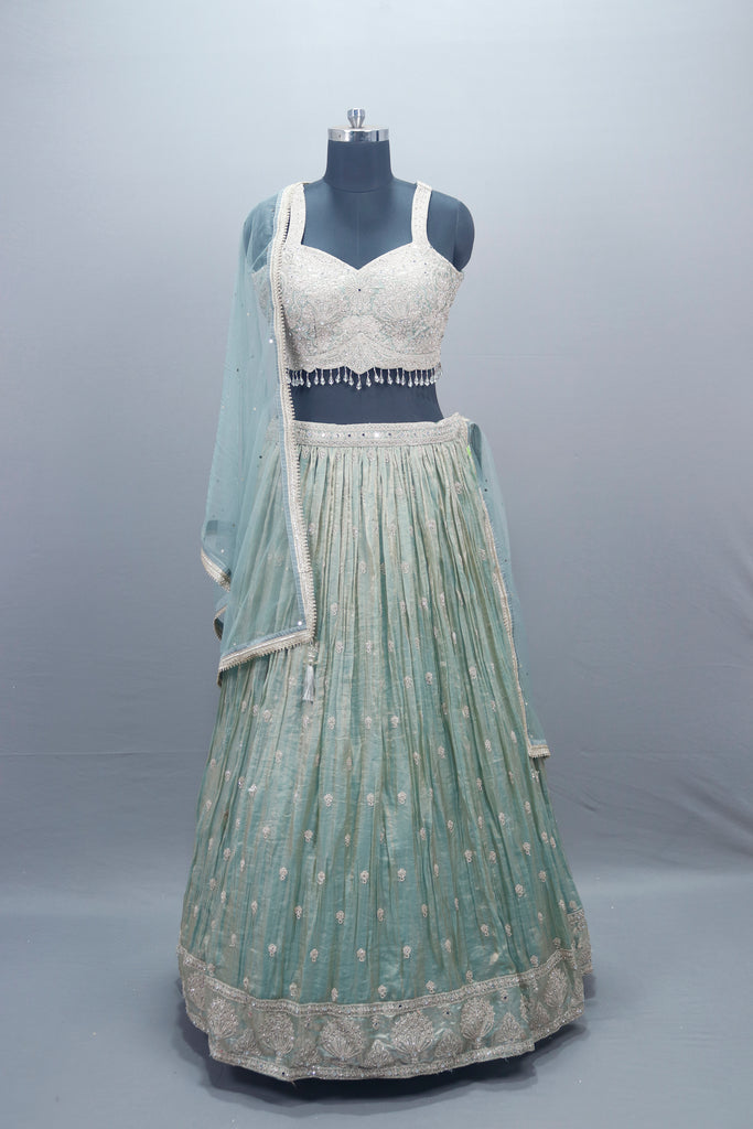 Pastel Green Lehenga Choli with Dupatta Party Wear 