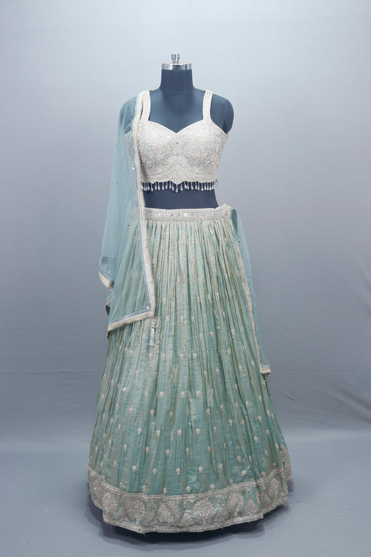 Pastel Green Lehenga Choli with Dupatta Party Wear 