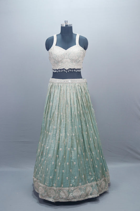 Pastel Green Lehenga Choli with Dupatta Party Wear