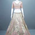 Pastel Pink and Beige Bridal Lehenga Silk Choli with Dupatta
