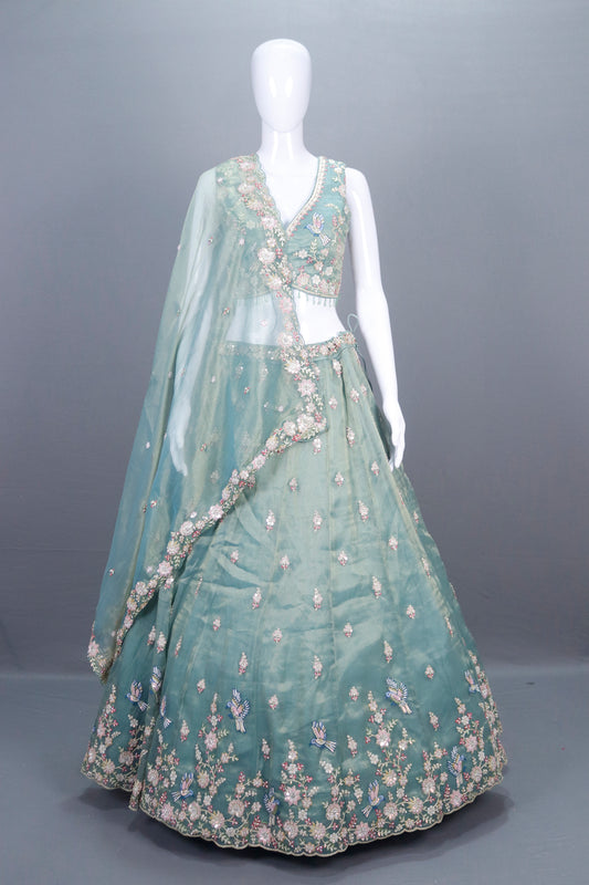 Pastel Green Net Lehenga Lehenga Choli with Dupatta Wear