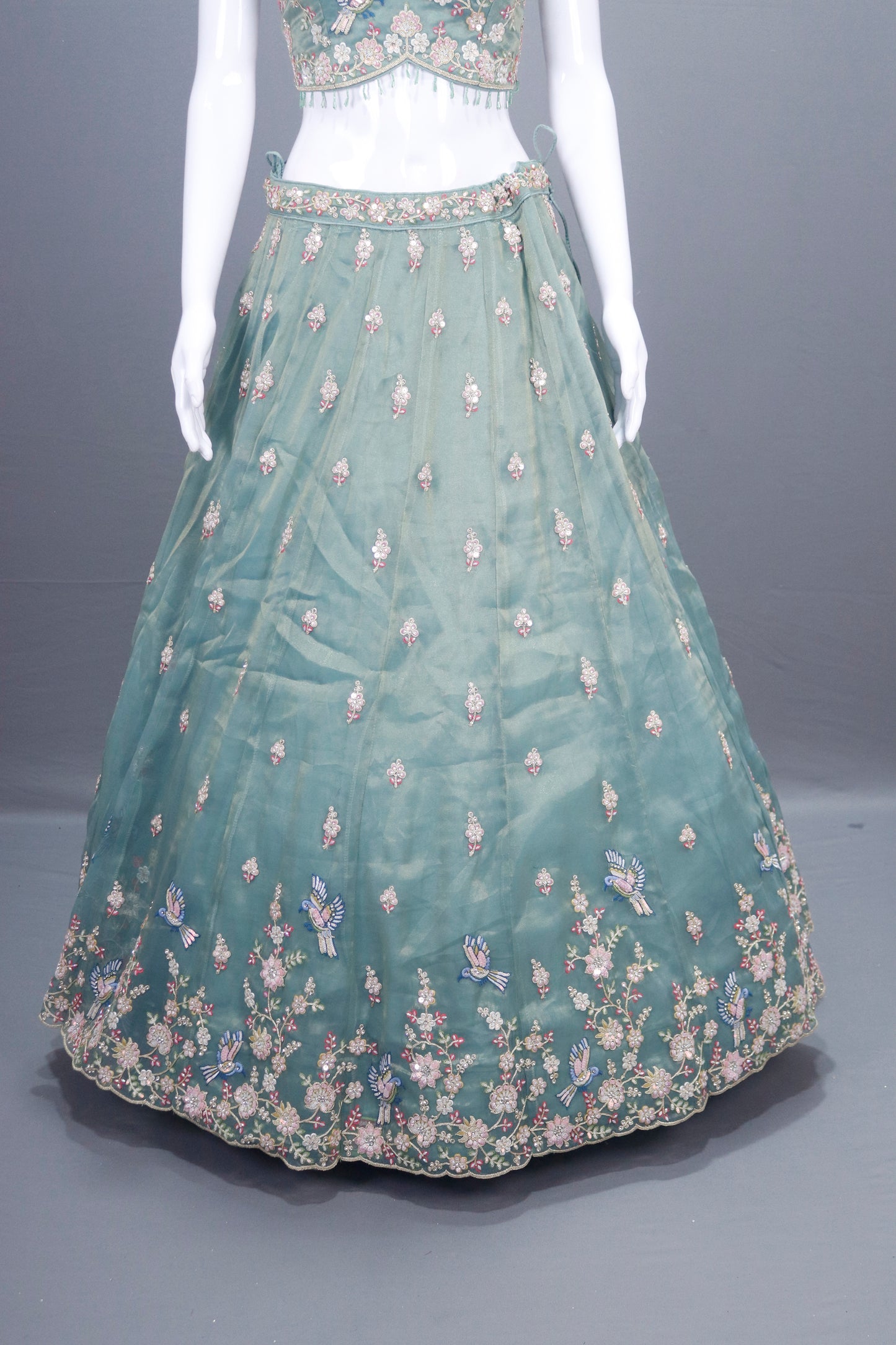 Pastel Green Net Lehenga Lehenga Choli with Dupatta Wear