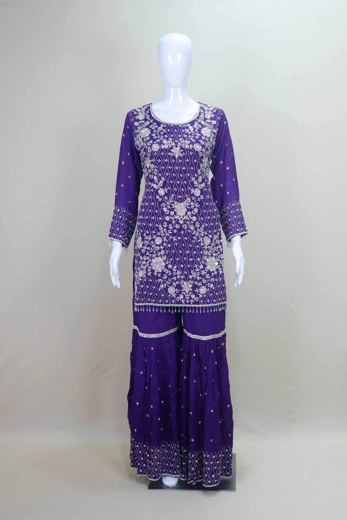 Designer Purple Sharara Suit Party Wear Salwar Kameez