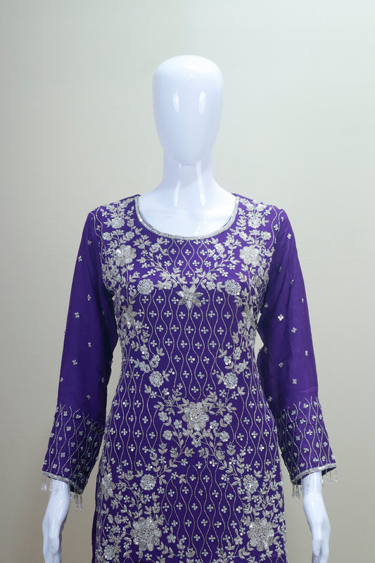 Designer Purple Sharara Suit Party Wear Salwar Kameez