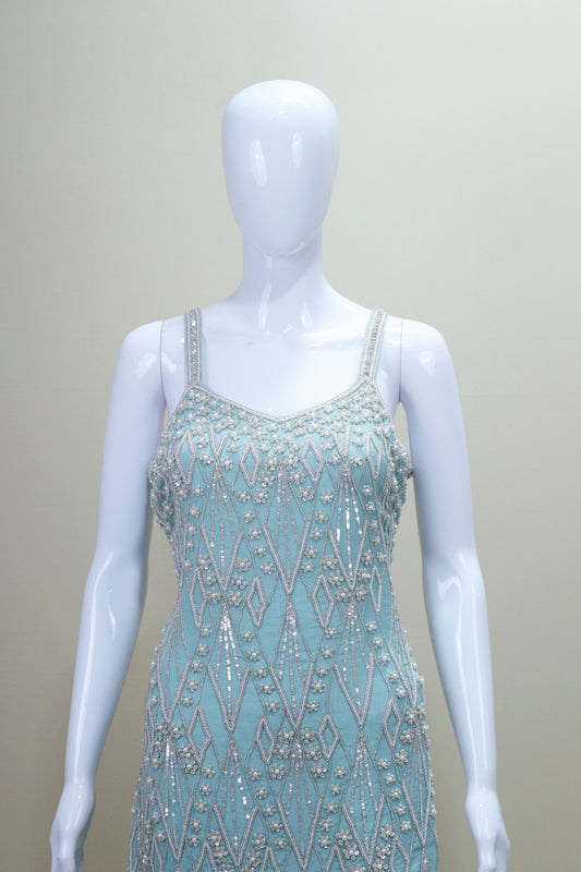 Designer Light Blue Sharara Suit Party Wear