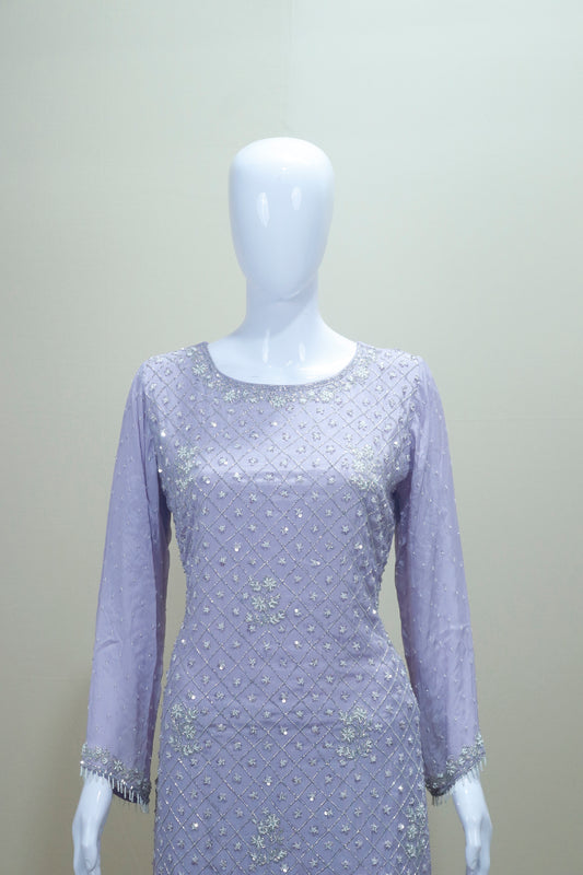Lavender Sharara Suit  Kurta with Dupatta Party Wear