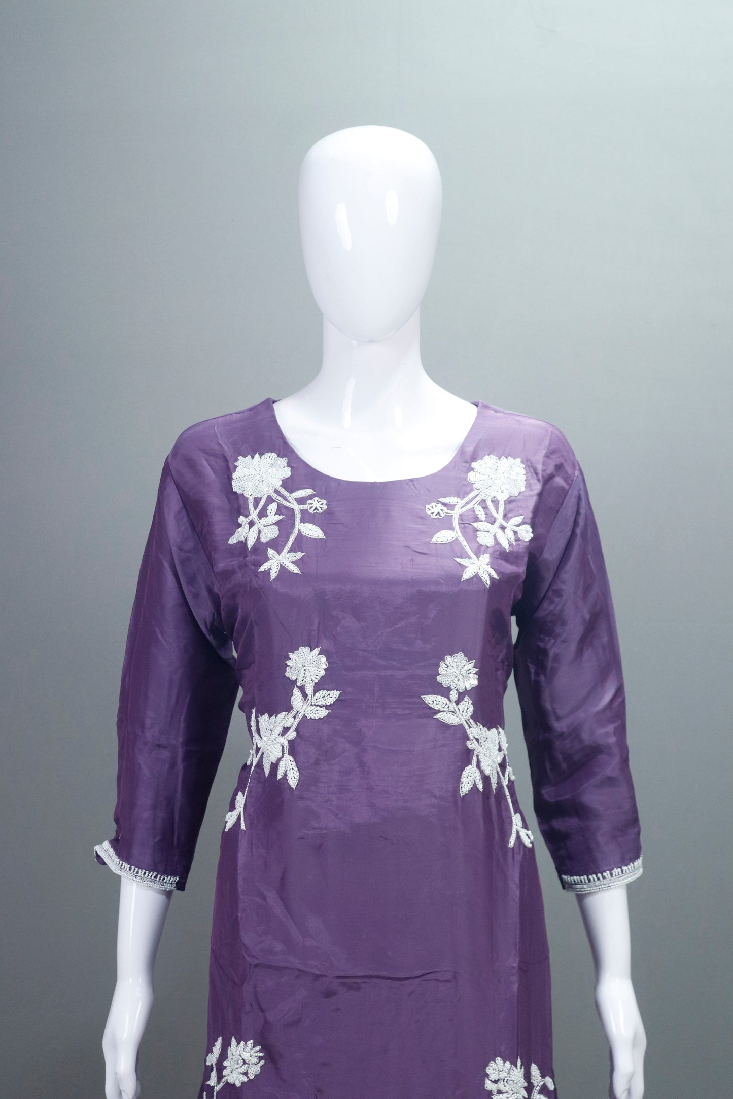Purple Silk Kurta Set with Palazzo Dupatta Party Wear