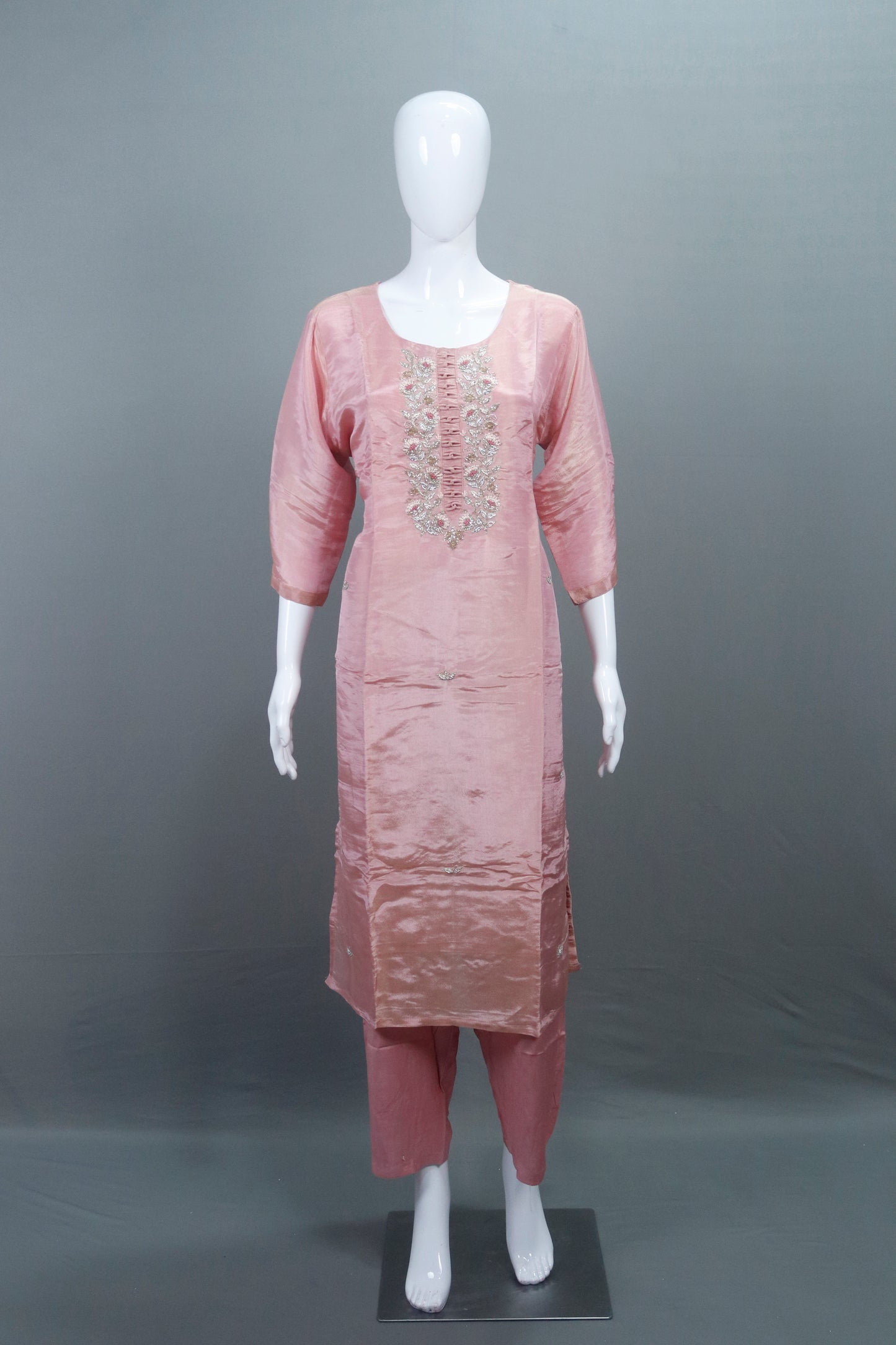 Pink Silk Kurta Set with Pants Dupatta Party Wear