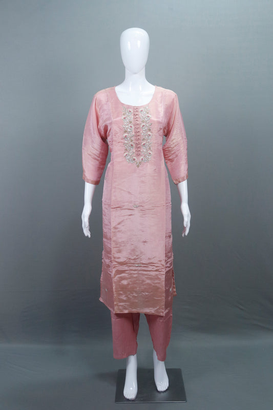 Pink Silk Kurta Set with Pants Dupatta Party Wear