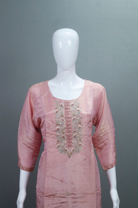 Pink Silk Kurta Set with Pants Dupatta Party Wear