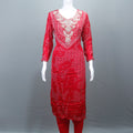 Stylish Red Georgette Salwar Kameez Set with Dupatta