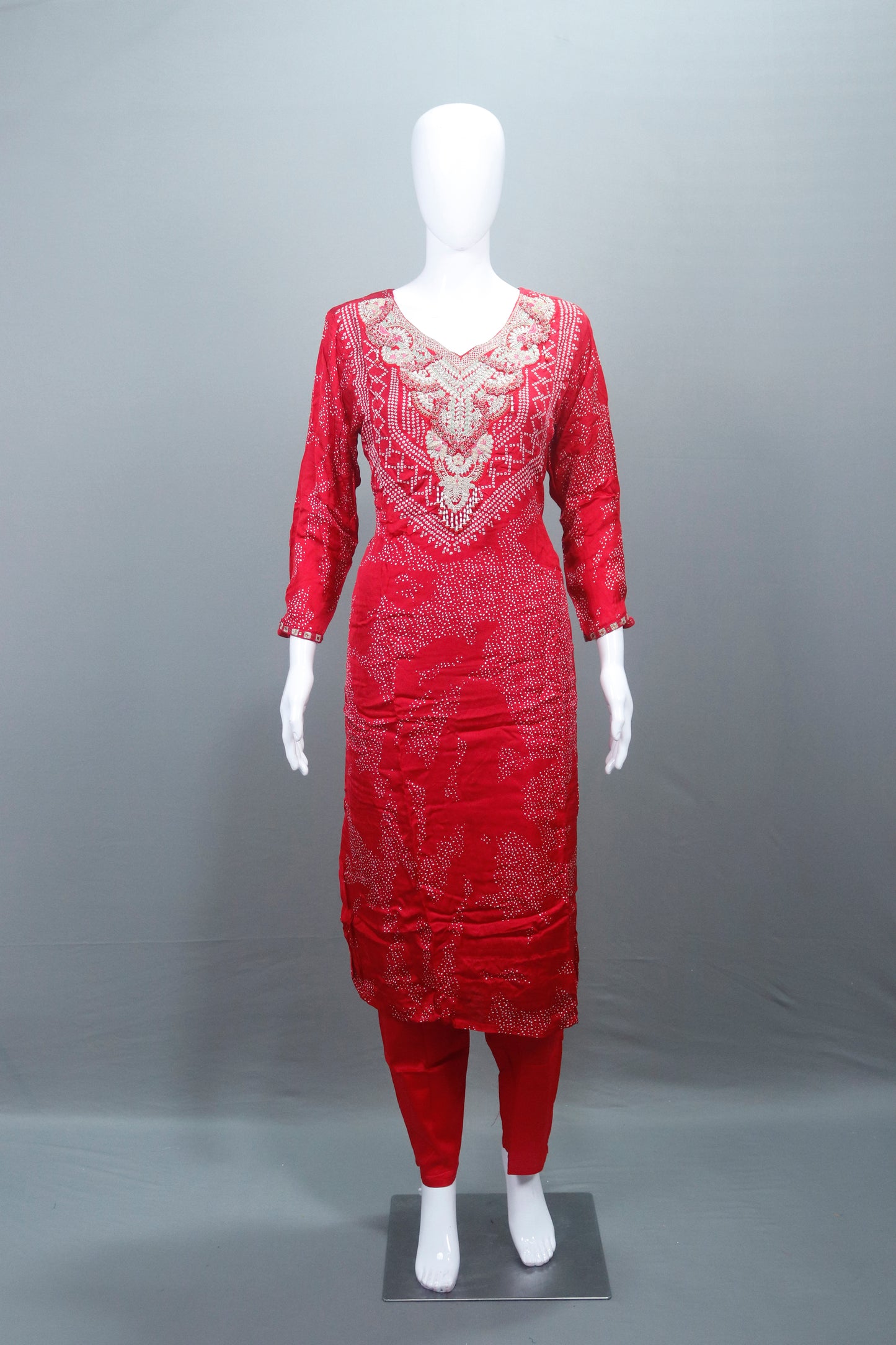 Stylish Red Georgette Salwar Kameez Set with Dupatta