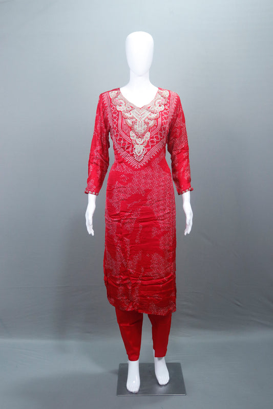 Stylish Red Georgette Salwar Kameez Set with Dupatta