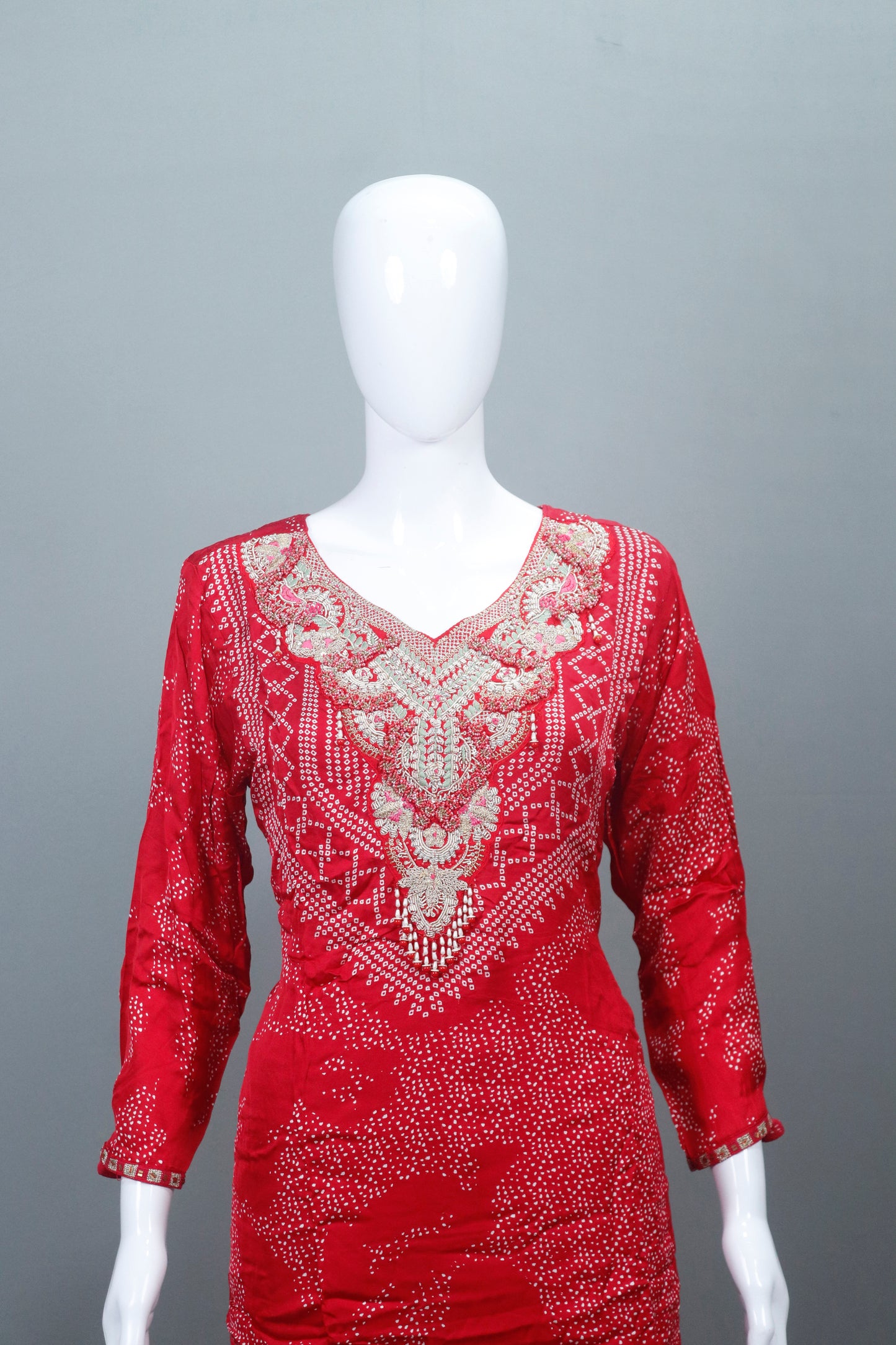 Stylish Red Georgette Salwar Kameez Set with Dupatta