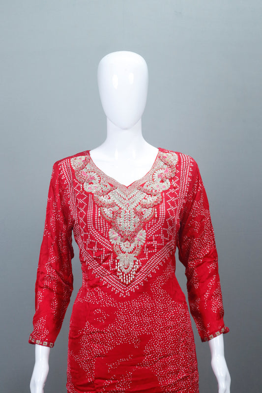 Stylish Red Georgette Salwar Kameez Set with Dupatta