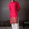 Premium Rani Pink Rayon Printed Kurta Pajama Set for Men for Festival