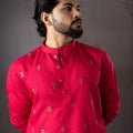 Premium Rani Pink Rayon Printed Kurta Pajama Set for Men for Festival