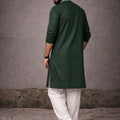 Stylish Rama Green Silk Printed Kurta Pajama Set for Men for Festival